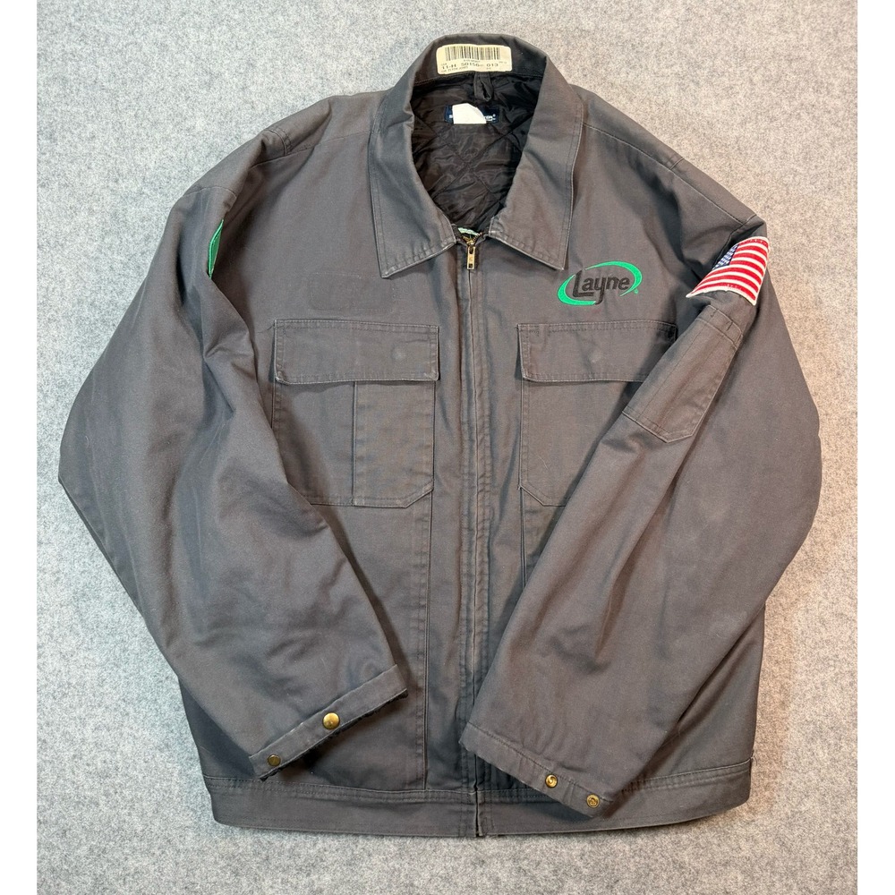 Sportsmaster Mens 2XL Workwear Jacket Gray Quilted USA Made Layne Safety Patch